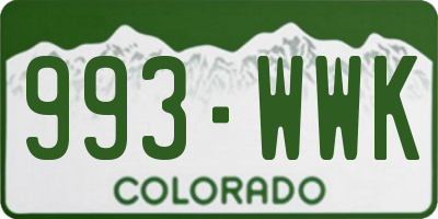 CO license plate 993WWK