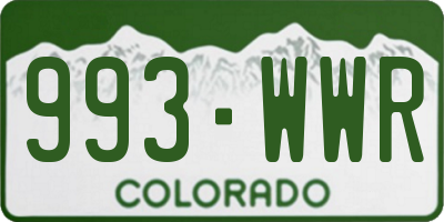 CO license plate 993WWR