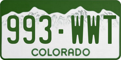 CO license plate 993WWT