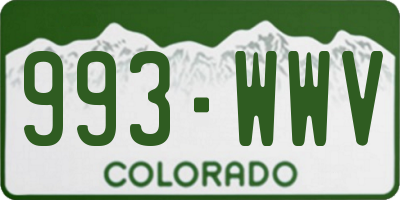 CO license plate 993WWV