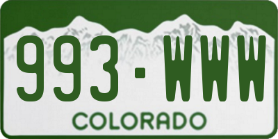 CO license plate 993WWW
