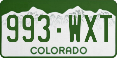CO license plate 993WXT