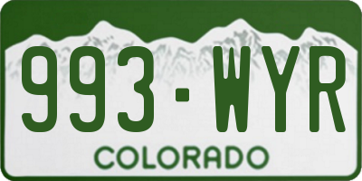CO license plate 993WYR