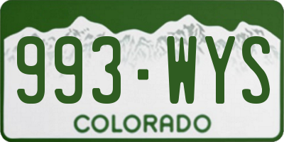 CO license plate 993WYS