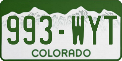 CO license plate 993WYT