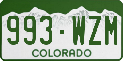 CO license plate 993WZM