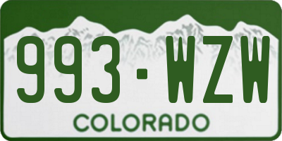 CO license plate 993WZW