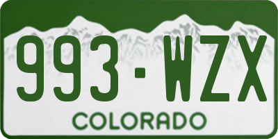 CO license plate 993WZX