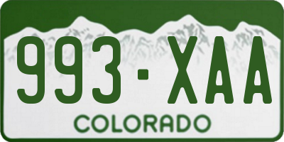 CO license plate 993XAA