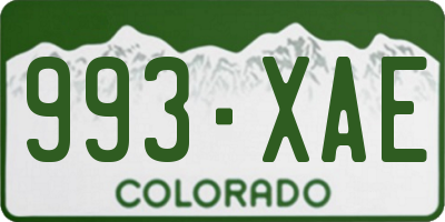 CO license plate 993XAE