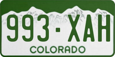 CO license plate 993XAH