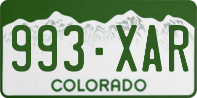 CO license plate 993XAR