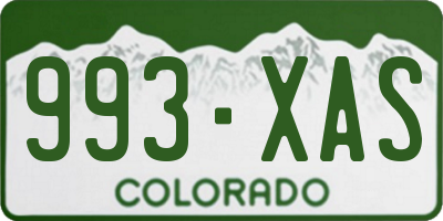 CO license plate 993XAS