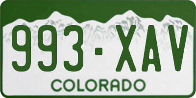 CO license plate 993XAV