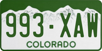 CO license plate 993XAW