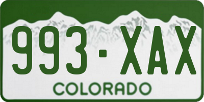 CO license plate 993XAX