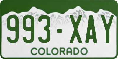 CO license plate 993XAY