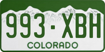 CO license plate 993XBH