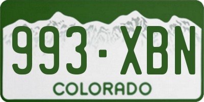 CO license plate 993XBN