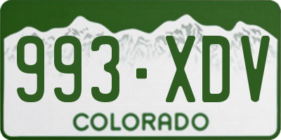 CO license plate 993XDV