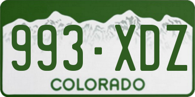 CO license plate 993XDZ