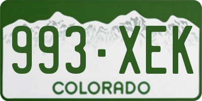 CO license plate 993XEK