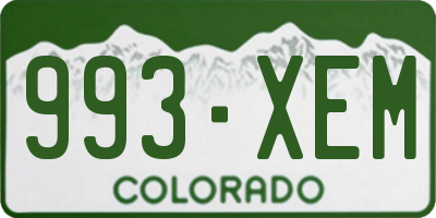CO license plate 993XEM
