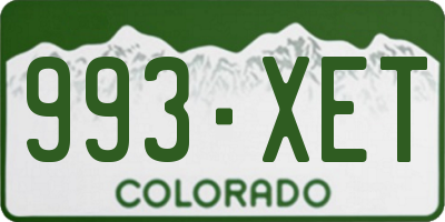 CO license plate 993XET