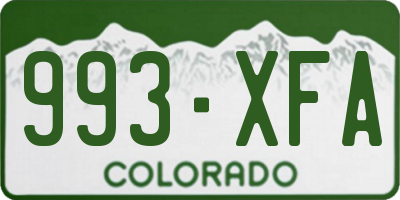 CO license plate 993XFA