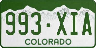 CO license plate 993XIA