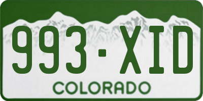 CO license plate 993XID