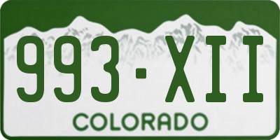 CO license plate 993XII