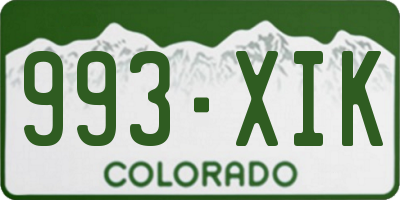 CO license plate 993XIK