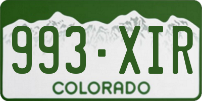CO license plate 993XIR