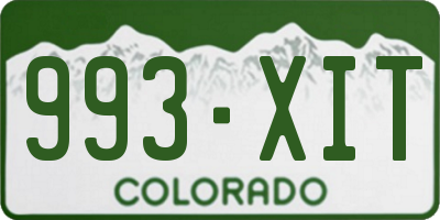 CO license plate 993XIT