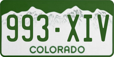 CO license plate 993XIV