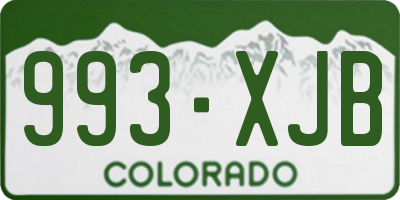 CO license plate 993XJB