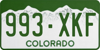 CO license plate 993XKF