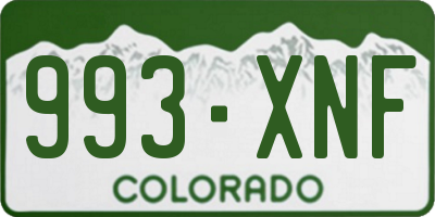 CO license plate 993XNF