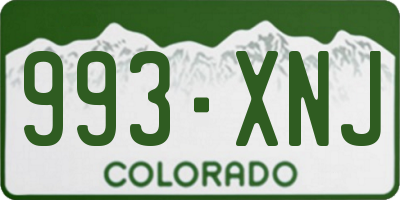 CO license plate 993XNJ