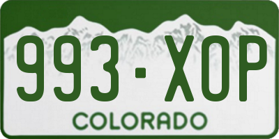CO license plate 993XOP