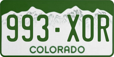 CO license plate 993XOR