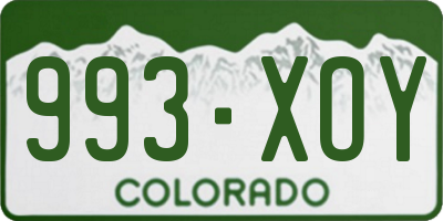 CO license plate 993XOY