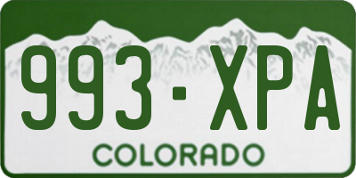 CO license plate 993XPA