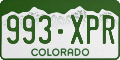 CO license plate 993XPR