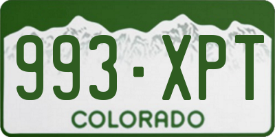 CO license plate 993XPT