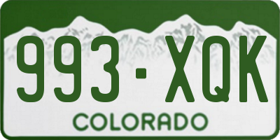 CO license plate 993XQK