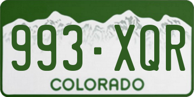 CO license plate 993XQR
