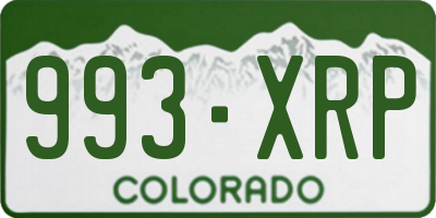 CO license plate 993XRP