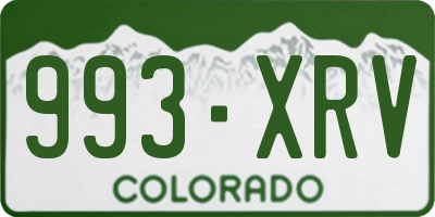 CO license plate 993XRV
